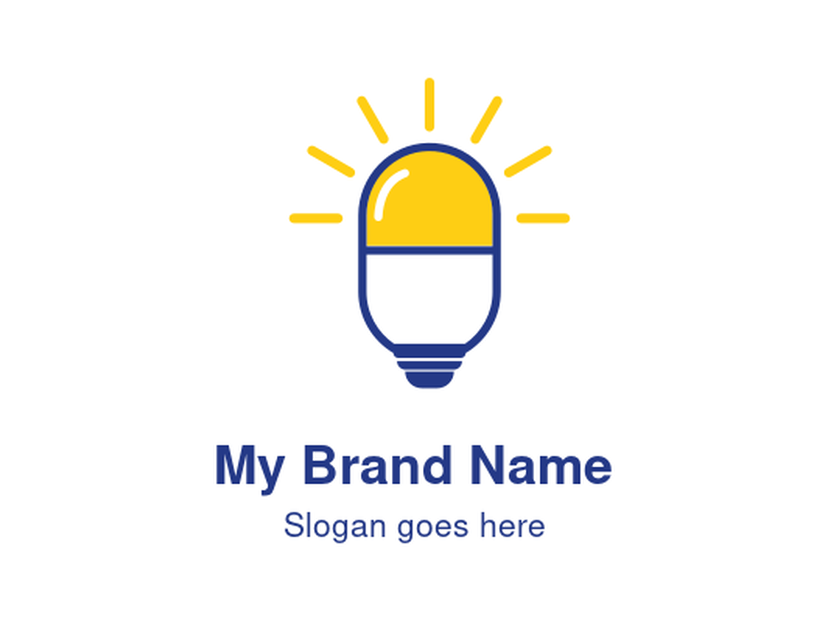 Bright Yellow and Blue Light Bulb Logo Design for Innovative Creative Solutions and Educational Inspiration Services